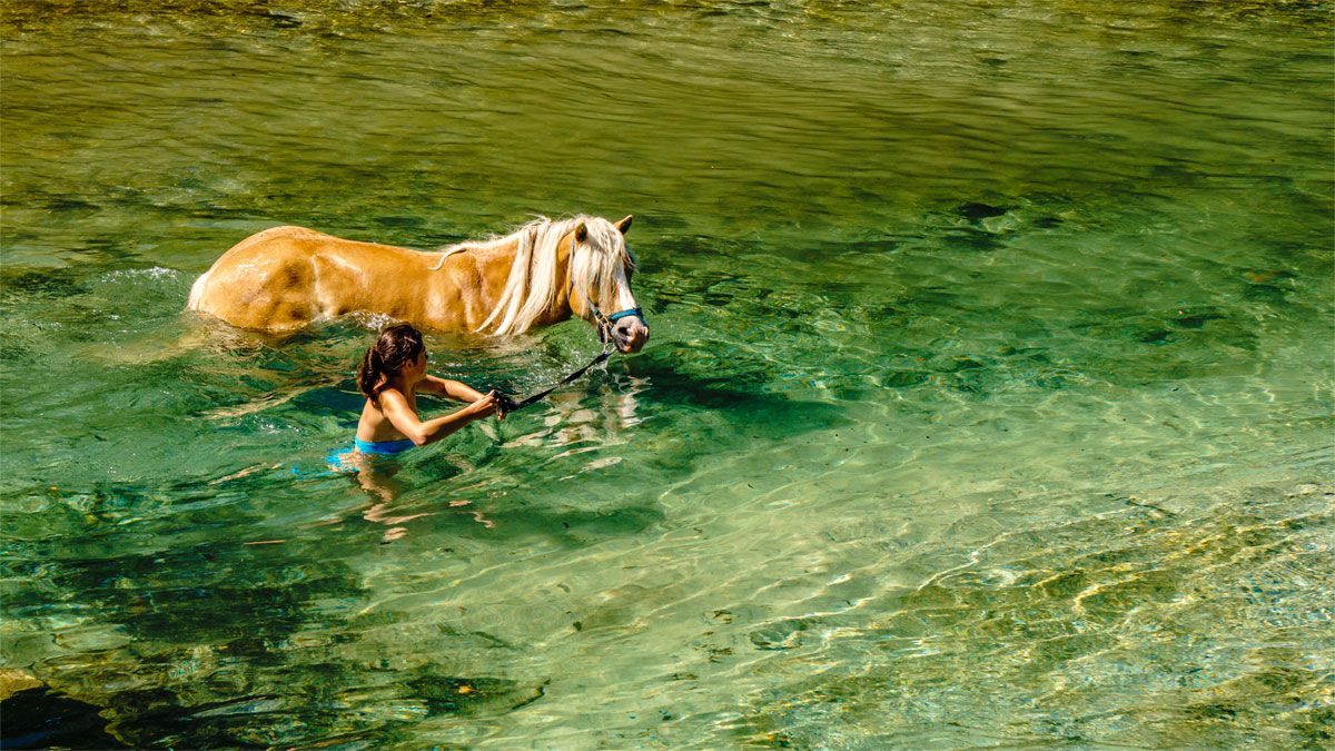 Baden im Almfluss